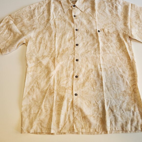 Campia Moda Hawaiian Shirt Rayon Tropical Beach Beige Button Up Medium NEW NWOT - Picture 3 of 10